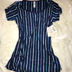 NWT XS LuLaRoe Striped Classic T -blue/pale green